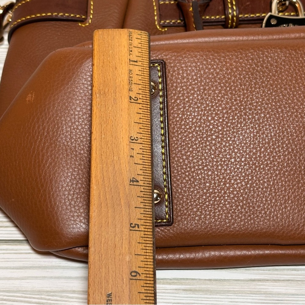 Dooney & Bourke Pebble Leather Satchel Shoulder Bag – Brown with Lock Detail - Picture 15 of 15